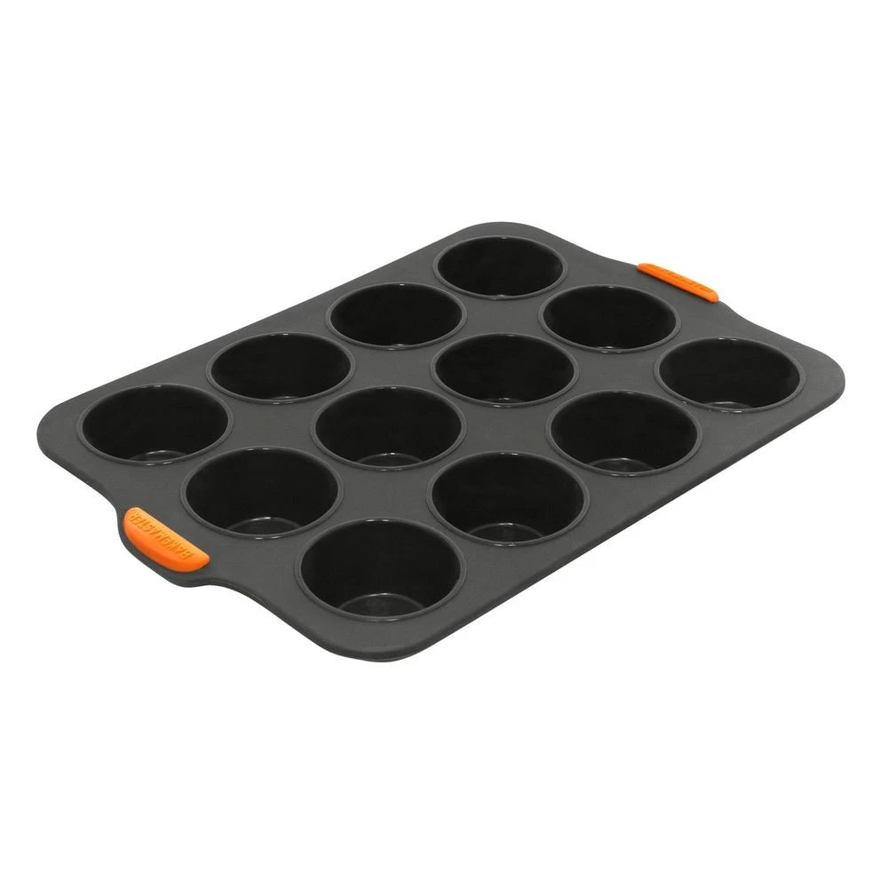 Bakemaster Silicone 12 Cup Muffin Pan (Grey) - 35.5x24.5cm