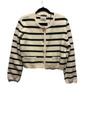 Scotch  Soda Women  s Cardigan NWT Amsterdam Green  White Thick Soft Minimalist
