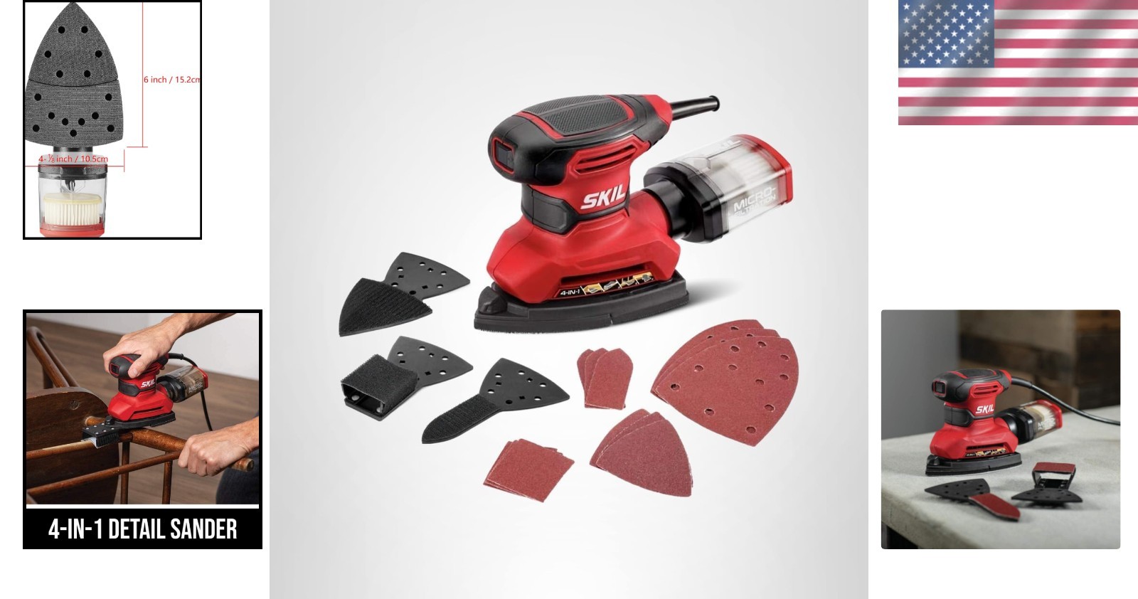 Corded Multi-Function Detail Sander: 4-in-1 Tool w/ Micro-Filter & Attachments