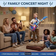 Kids Musical Electric Guitar Toy w/ Microphone, Light  Sound, Ages 3-8