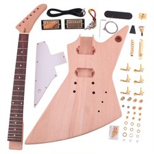 DIY 6 String Explorer Electric Guitar Kit Unfinish Mohagany Body