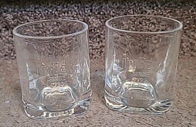 JIM BEAM Kentucky Straight Bourbon ''SINCE 1795'' Embossed Glass (SET OF 2)