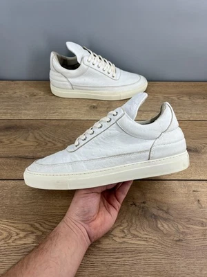 Filling Pieces White Ostrich Effect Leather Low Top Sneakers EU 43 UK 9 US 10 - Image 1 of 4