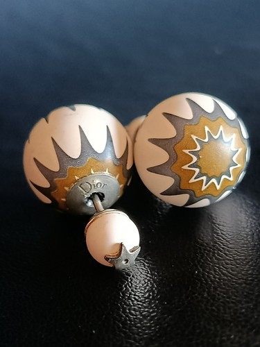 Dior Tribales Vintage Earrings Star Motif White Gray Gold 2015 Rare