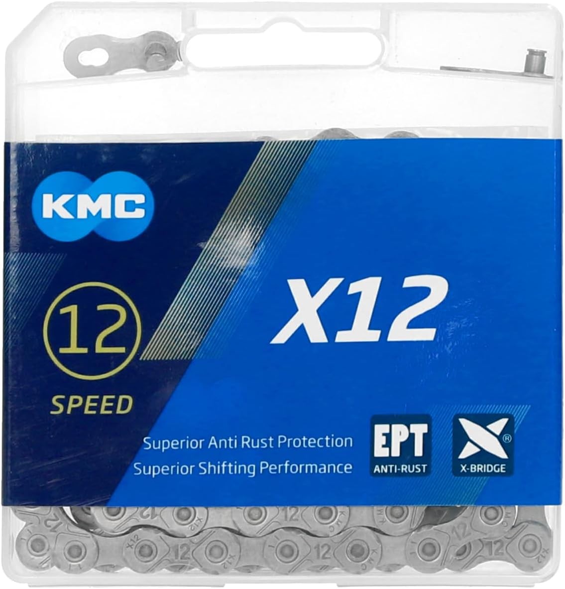 KMC X12 EPT Chain 12-Speed | 126 Links, Missing Link Included | EcoProteq