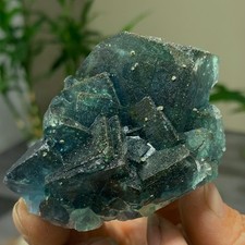 168G Natural green Cube Fluorite with pyrite Mineral Crystal Specimen/China