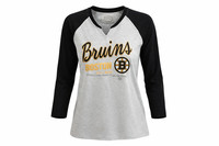 Old Time Hockey Damen Boston Bruins Raglan Langarm T-Shirt Grau M