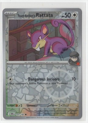 Pokemon Destined Rivals - 147/182 Team Rocket's Rattata Reverse Holo