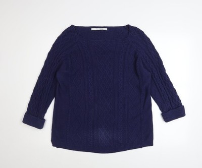 TRU Collection Damen Pullover blau Baumwolle Zopfmuster Gr. L