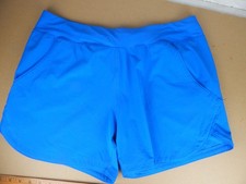 Lands End Womens Bathing Swim Shorts Blue Pockets 16 Petite