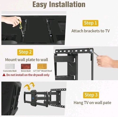 Mounting Dream UL-gelistet TV Wandhalterung für die meisten 42-84 Zoll Fernseher, vollbewegliche Halterung - Bild 8 von 8