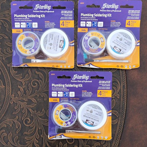 Lot Of 3 Sterling 4 Pc Plumbing Soldering Kits Lead Free 4oz Water Soluble