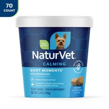NaturVet Quiet Moments Calming Aid Plus Melatonin 70 Soft Chews Exp 03/28