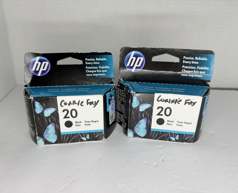 HP 20 Black Genuine Original Inkjet Ink Cartridges Lot of 2 C6614D