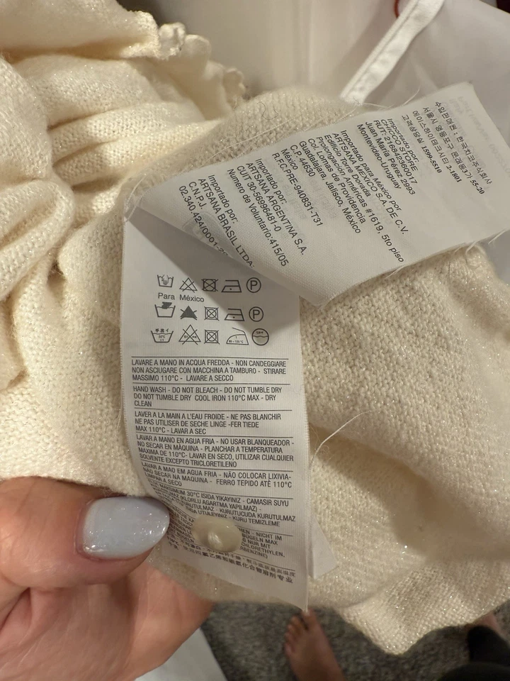 Vestido Chicco Hecho en Italia Marfil Tejido y Encaje Bebé Niña Talla 18m Foto 4 de 4