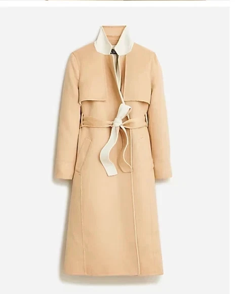 J.CREW NWT $398 Harriet Trench Coat Jacket Top in Double-Faced Wool Size Large - Image 2 of 4