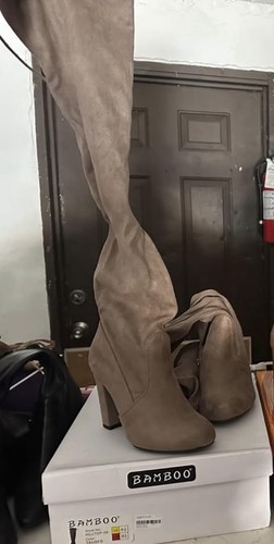 Bamboo HILLTOP-99 Taupe Over the Knee Faux Suede Boots Size 6.5