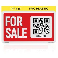 14 8 For Sale Car Sign - QR-Only Weatherproof PVC Plastic QR 1-Pack