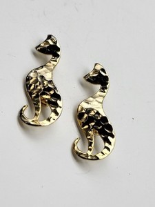 Authentic Fabulous MCM Cat figural brooch pin lot of 2 kitty cats gold plated