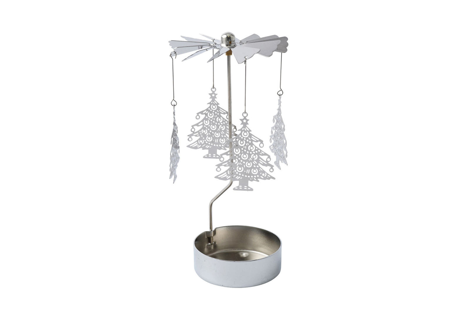 Silver Christmas Tree Tealight Spinner Festive Home Decor Gift Boxed