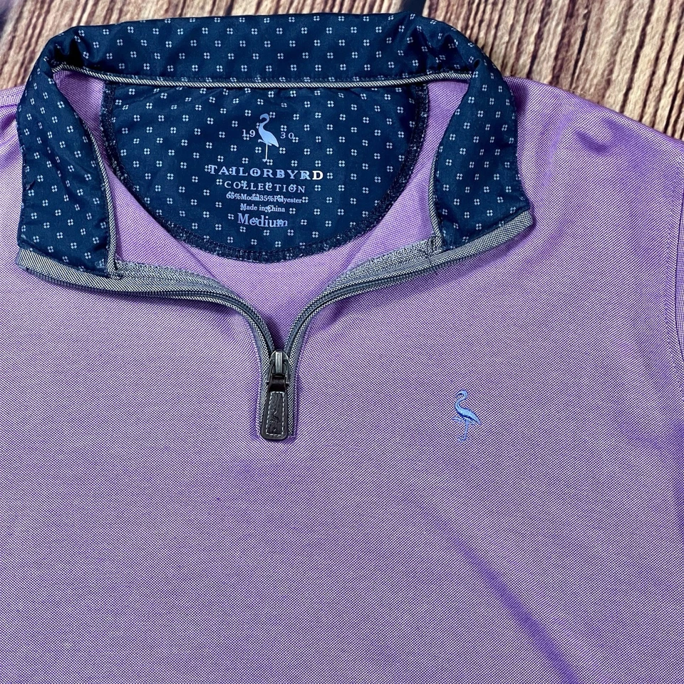 Pullover de golf Tailorbyrd para hombre 1/4 cremallera manga larga clásico modal talla mediana lila Foto 2 de 4