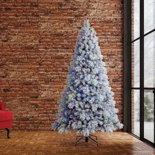 7.5 ft (2.3m) Pre-Lit Glitter Flocked Artificial Christmas Tree LED - 5708-1-H