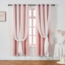 Ftinala Pink Pom Pom Blackout For Girls Room 63 Inches Long Single Panel Cute