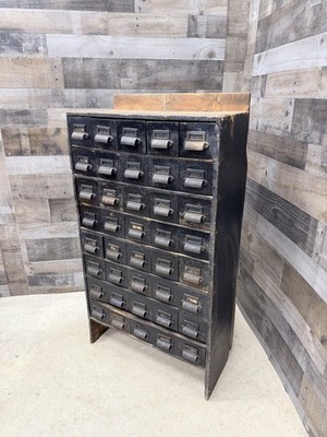 Antique Parts Cabinet Wood 40 Drawers Card Catalog Hardware Store Eastlake Pulls