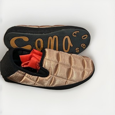 Metallic Puffy Coat Bedroom Slippers Coma Toe Women s Cozy Quilted Shoes Size 8