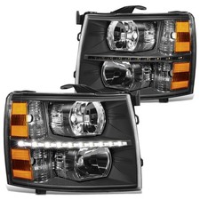 DNA MOTORING Pair LED DRL Headlights Compatible with 07-13 Chevy Silverado 15...