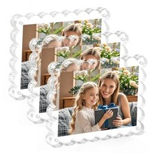 Magnetic Acrylic Picture Frames 5 7 Inch - Scalloped Photo Frame with 5X7 3Pack
