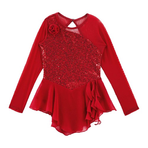 Kids Girls Glitter Ballet Dance Skirted Leotard Dress Figure Ice Skating Costume - Picture 5 of 85