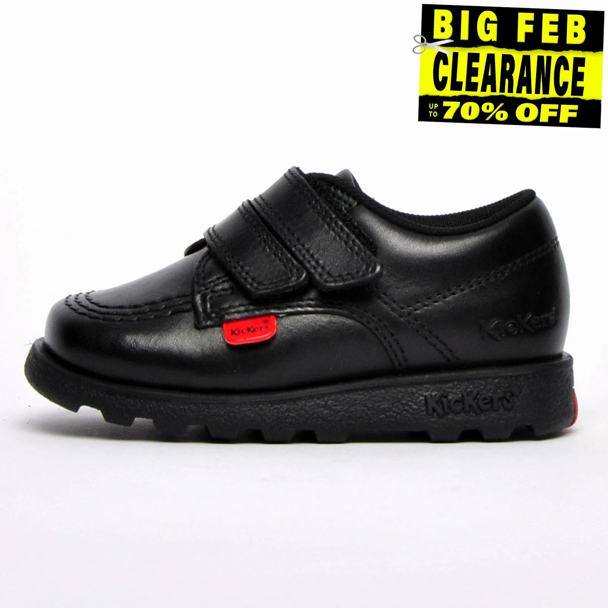 Kickers Fragma Leather Infants Toddlers Babies Boys School Shoes Black
