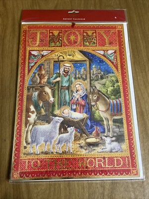 Caspari Advent Calendar Christmas Card Nativity Ingrid Slyder Joy To The World