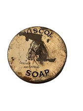 Antique Viscol Leather And Saddle Soap Shoe Polish Round Tin Can Vtg
