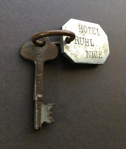 Vintage Hotel Ruhl Nice France Hotel Key - Matching Key and Key Fob Room 309 - Picture 3 of 12