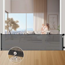 157" Extra Wide Retracrable Baby Gate, 34" Tall Dog 34" Tall x 157" Wide,Gray