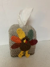 Thanksgiving Turkey Tissue Box Cover New Handmade Crochet