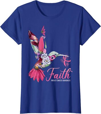 Faith Pink Ribbon Breast Cancer Awareness Butterfly Ladies' Crewneck T-Shirt