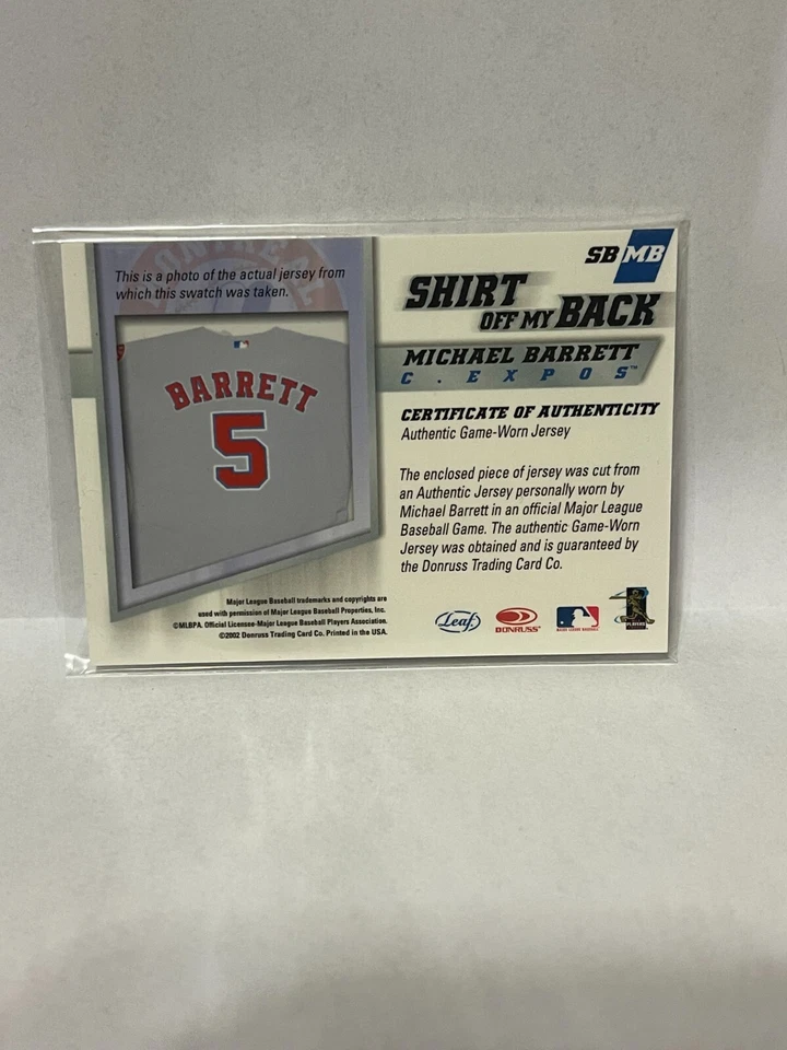 2002 Leaf Shirt Off My Back MICHAEL BARRETT (3-color patch) - Image 2 of 2