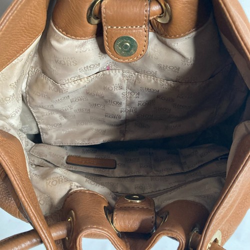Michael Kors Tan Astor Large Ring Tote Bag Hobo Purse Pebbled Leather - Picture 4 of 7