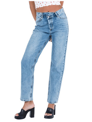 NWT Princess Polly Holly asymmetric straight leg Jean light wash women s size 2