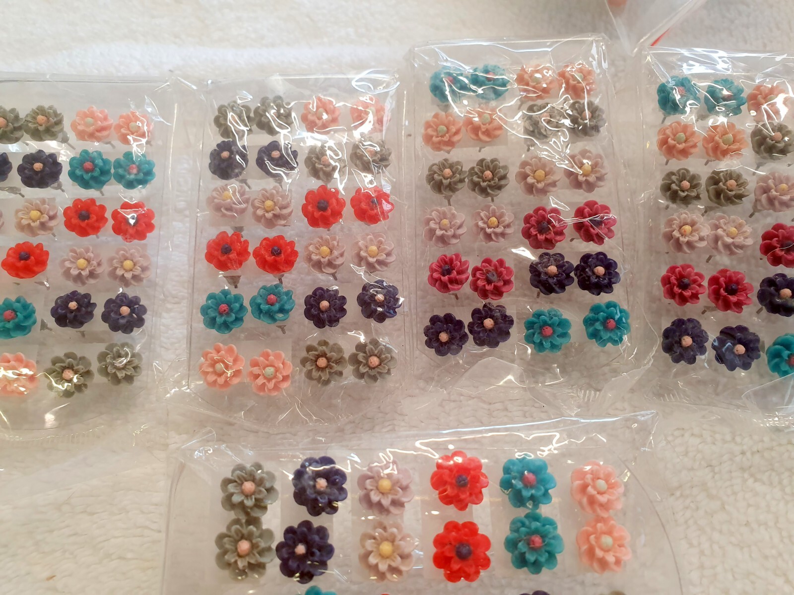 Joblot 60 Pairs Mixed colour polymer clay flower 10 mm stud Earrings wholesale