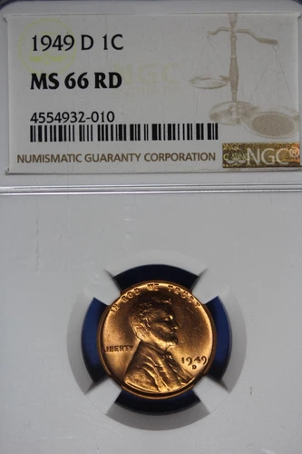 1949 D- NGC 1C MS66RD LINCOLN WHEAT CENT #B49482