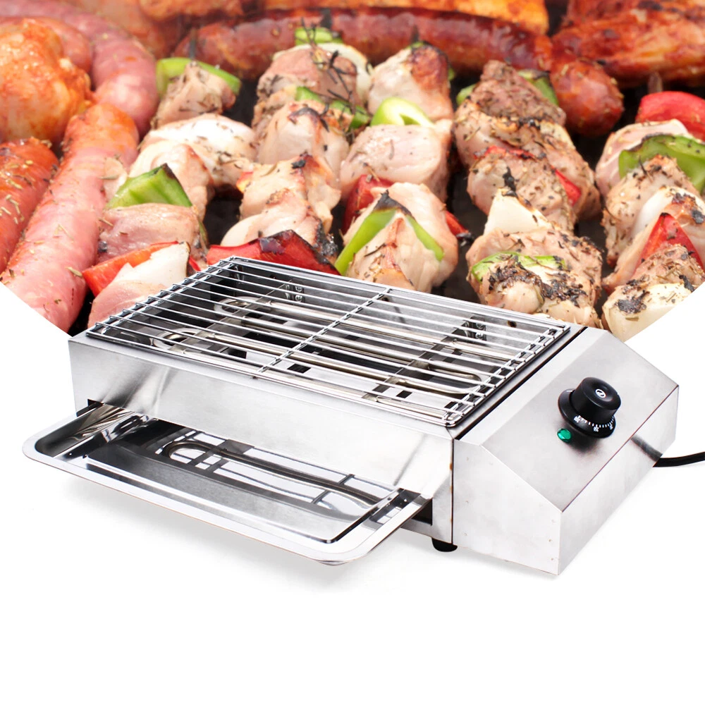 Portable Commercial Electric BBQ Grill Smokeless Barbecue Cooking Grill 1800W US