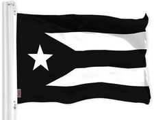 G128 Puerto Rico Black and White Puerto Rican PR Flag 3x5 Ft Printed 150D Poly