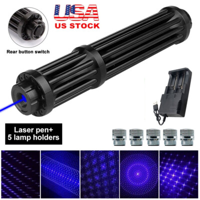 450nm Blue LASER Penlight SOS Powerful Adjustable Light Beam Torch Rechargeable