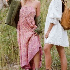 Spell and The Gypsy Collective Folk Song Maxi Dress Pink Floral Size Medium