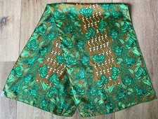 Vera Neumann Ladybug 14" x 43" Rectangle Silk Scarf Green on Brown