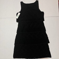 Laundry By Shelli Segal Black Lace Tiered Lined Sleeveless Dress Sz 8 NWT